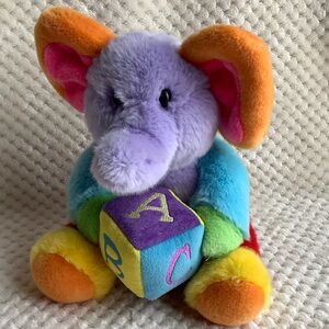 Aurora Baby Plush Rainbow Multi Coloured ABC Musical Elephant Stuffed Animal Toy